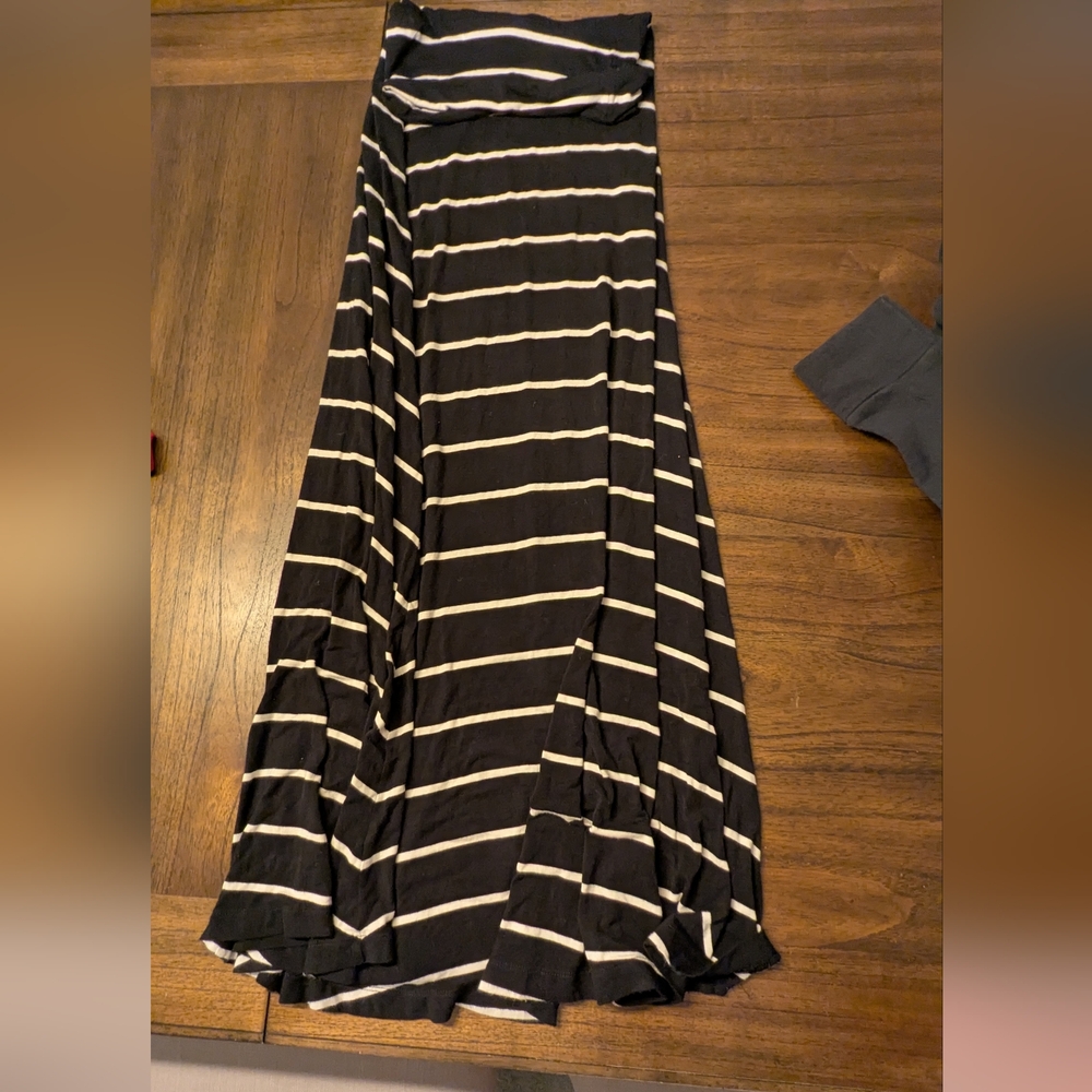 Mudd Black and White Striped A-Line Skirt